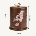 Draaiende sieradendoos van massief hout met 3 niveaus