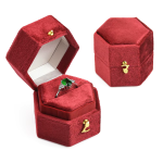 Ring opbergdoos van fluweel in zeshoekige vorm — Rood